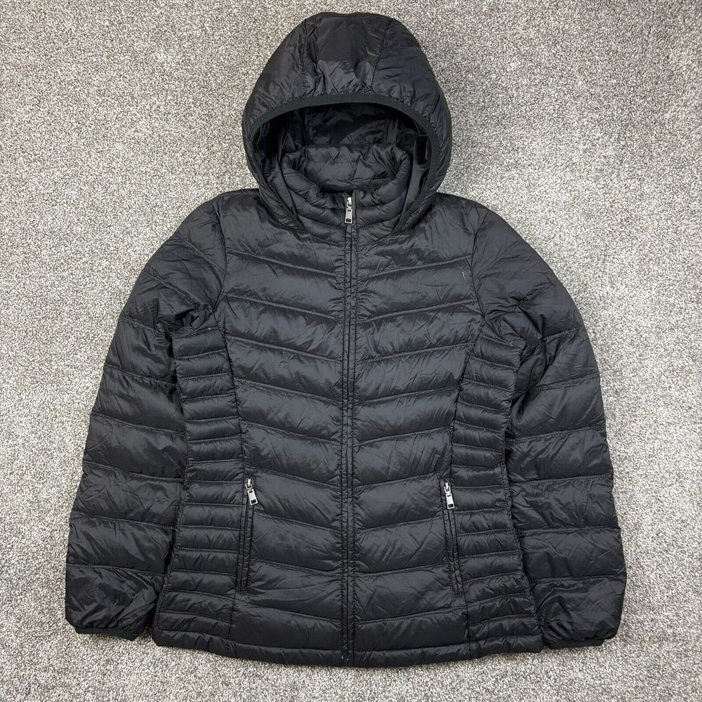 G.H. Bass & Co. Down Jacket Mens Small Black Pockets Full Zip Puffer Hooded